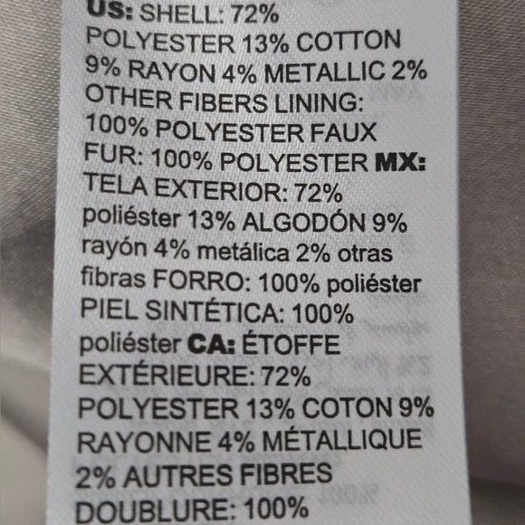 Chico's Convertible Faux Fur Cuff Jacquard Jacket In Grey/Blue - Picture 8 of 10